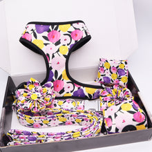 Load image into Gallery viewer, Lavender Floral Very Peri Designer Mega Bundle : Leash, Harness, And Flower/GirlyBow Collar. - GiftyDogStore
