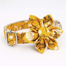 Load image into Gallery viewer, Mustard Yellow Floral Mega Bundle : Leash, Harness, And, Flower Collar/ Girly Bow Collar - GiftyDogStore
