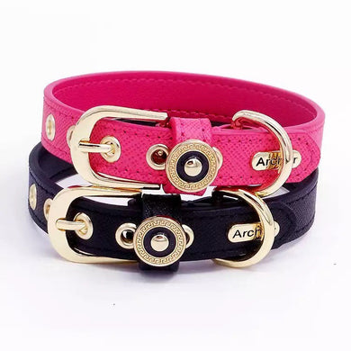 Colorful Leather Pet Collar - Personalized - GiftyDogStore