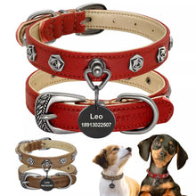 Load image into Gallery viewer, Metal studded Leather collar: Personalized - GiftyDogStore
