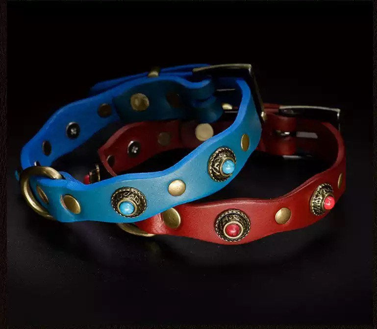 Metals N Studs: Leather collars - GiftyDogStore
