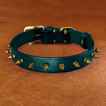Load image into Gallery viewer, Spikey Leather Pet Collar: Personalized - GiftyDogStore
