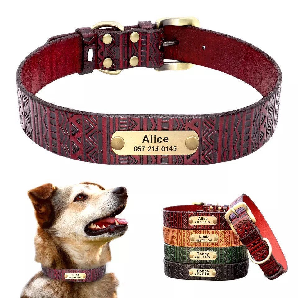 Edged sereis Leather Collars: Personalized - GiftyDogStore