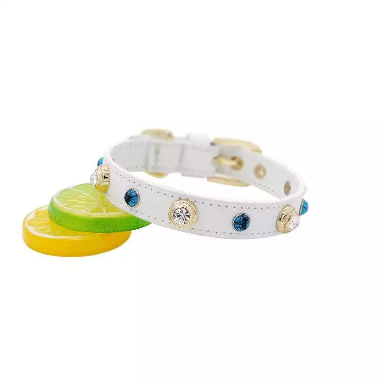 White Gemstone pet collar - GiftyDogStore