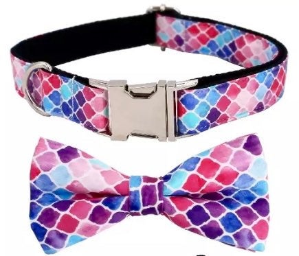 Magical Colors: Bow Collar And Leash Set - GiftyDogStore