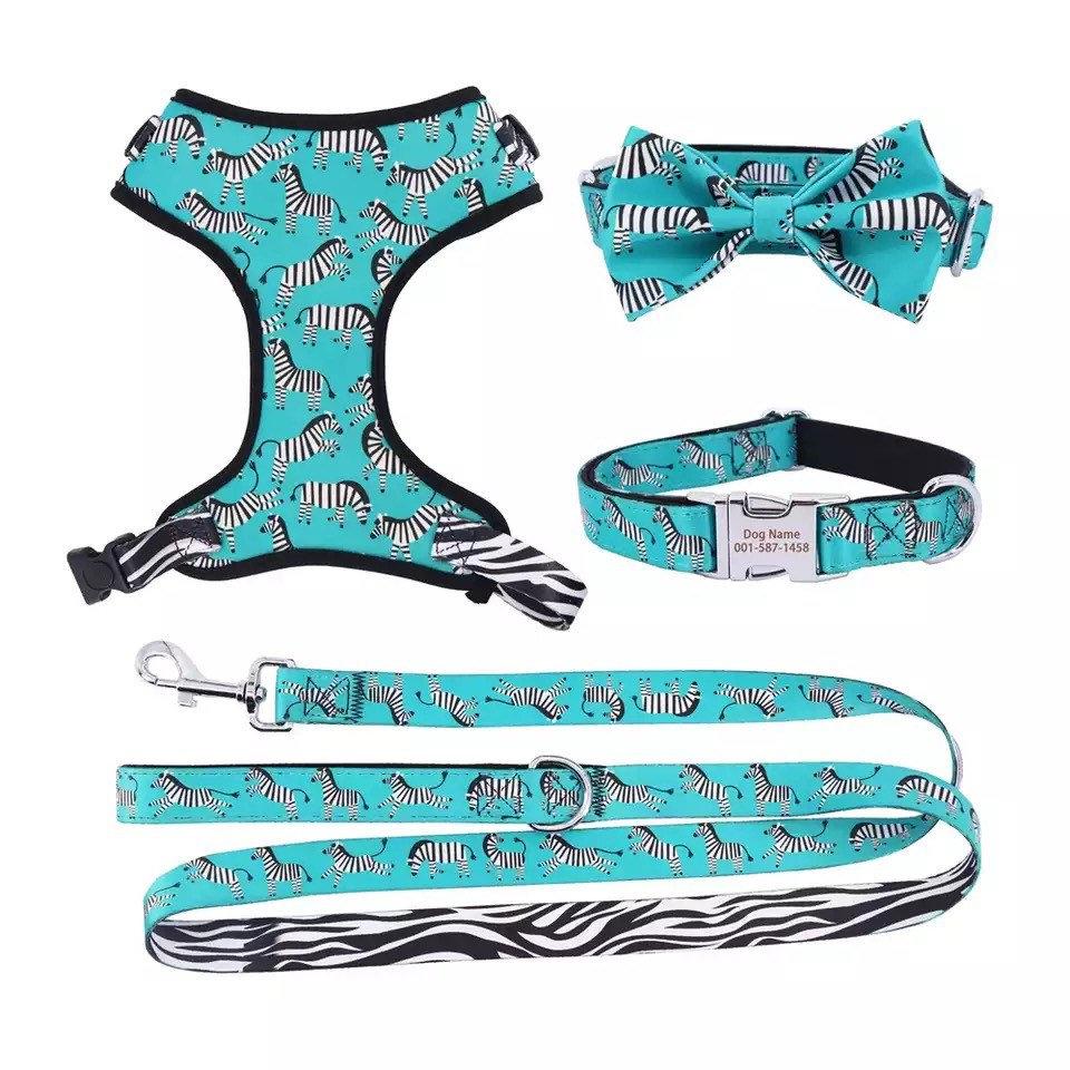 Zebra Boy Mega Bundle : Leash, Harness, And Bowtie Collar - GiftyDogStore
