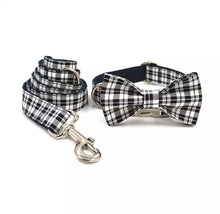 Load image into Gallery viewer, Classy Checks: Bow Collar And Leash Set - GiftyDogStore
