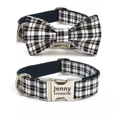 Classy Checks: Bow Collar And Leash Set - GiftyDogStore