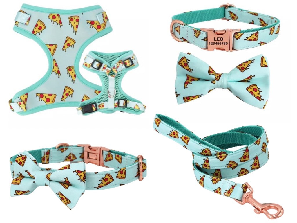 Pizza N Treat Mega Bundle : Leash, Harness, And Bowtie Collar - GiftyDogStore