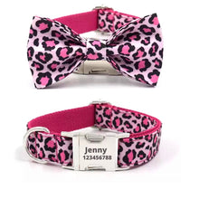 Load image into Gallery viewer, Pink Leopards: Personalized Bowtie And Leash - GiftyDogStore
