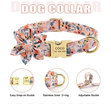 Load image into Gallery viewer, Craze Orange Floral Design Mega Bundle : Leash, Harness, Flower Collar - GiftyDogStore
