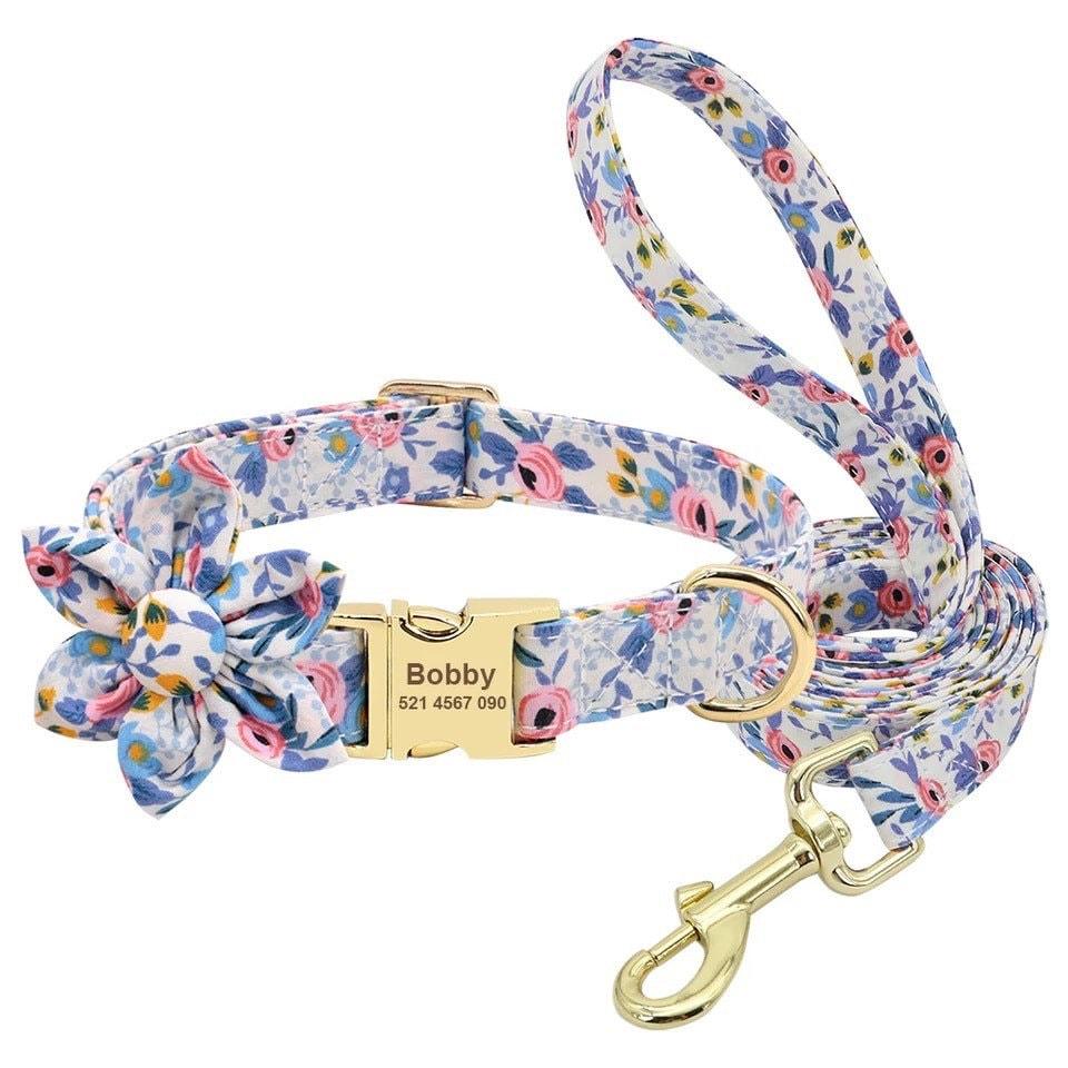 Violet Hues Flower Collar and Leash - GiftyDogStore